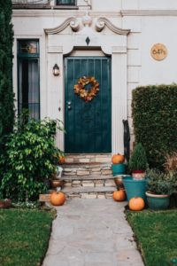 pumpkins on the front door