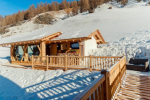 sauna esterna con neve Farmhouse Plang